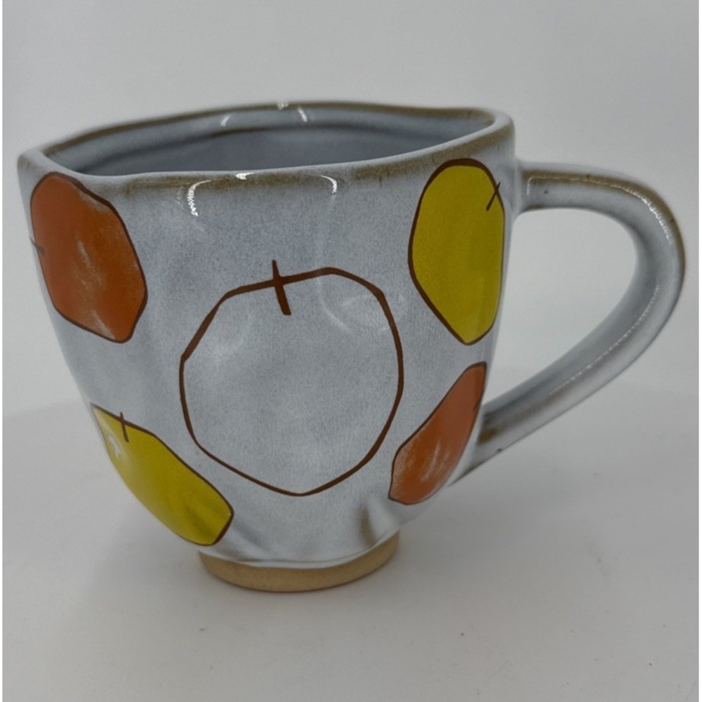 Fruit Stoneware Mug Yellow Orange & Brown Abstract